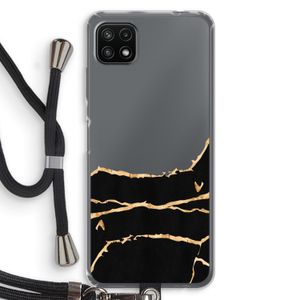 Gouden marmer: Samsung Galaxy A22 5G Transparant Hoesje met koord