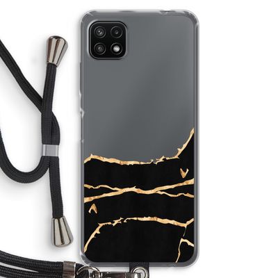 Gouden marmer: Samsung Galaxy A22 5G Transparant Hoesje met koord