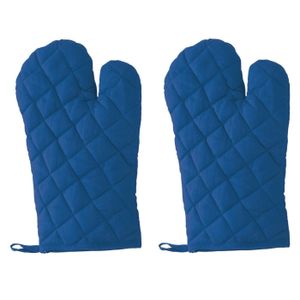 2x stuks blauwe ovenwanten/ovenhandschoenen keukentextiel