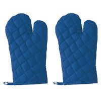 2x stuks blauwe ovenwanten/ovenhandschoenen keukentextiel - thumbnail