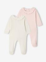 Set van 2 pyjama's voor babymeisjes, effen rozen