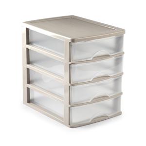 Plasticforte Ladeblok/bureau organizer met 4x lades - beige/transparant - L35,5 x B27 x H35 cm