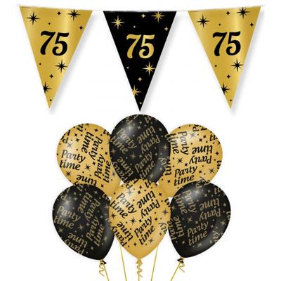 Paperdreams - Verjaardag 75 jaar feest pakket - zwart/goud - party-time - versiering