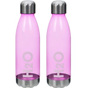 2x stuks bidon drinkfles/waterfles roze 700 ml met schroefdop