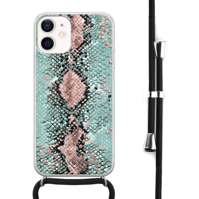 iPhone 12 mini hoesje met koord - Snake pastel