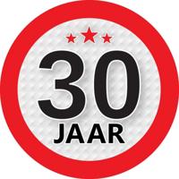 30 jaar leeftijd sticker - rond - Dia 9 cm - 30 jaar verjaardag - jubileum - leeftijd versiering