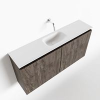 Toiletmeubel Mondiaz Ture | 100 cm | Meubelkleur Dark brown | Eden wastafel Talc Midden | Zonder kraangat