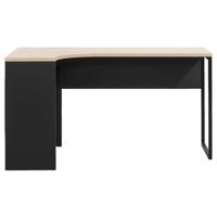 Leen Bakker - Hoekbureau Hannover - Zwart/eikenkleur - 76,8x145x81 Cm - Spaanplaat - Zwart#Beige