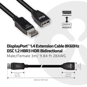 CLUB3D cac-1023 3 m DisplayPort Zwart