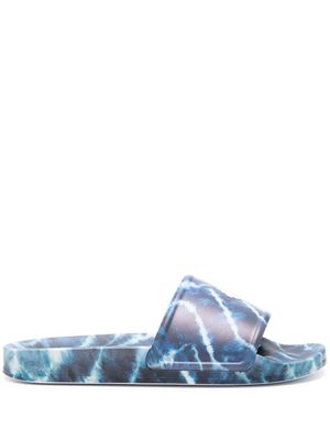 Marcelo Burlon County of Milan claquettes AOP Soundwaves à logo embossé - Bleu