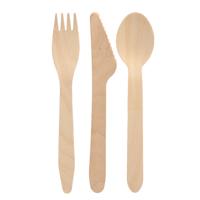 Papstar wegwerp bestek - hout - 75 delig - wegwerp - lepels - messen - vorken - 16 cm
