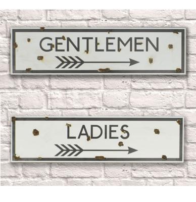 Ladies Gentlemen Toilet Metalen Borden Rusty 15cm x 56cm Set van 2 LAATSTE STUKS | 18% korting