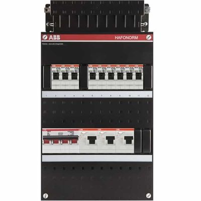 ABB 9 Groepenkast 3 fase 9 groepen 3 aardlekschakelaars 30mA hoofdschakelaar 40A HAD333333-222+H44
