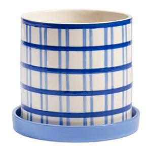 &klevering Clash Bloempot Medium - Grid / Blauw