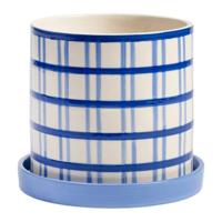 &klevering Clash Bloempot Medium - Grid / Blauw &klevering Clash Bloempot Medium - Grid / Blauw