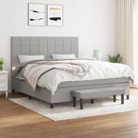 Boxspring met matras stof lichtgrijs 180x200 cm