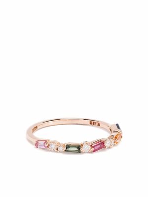 Suzanne Kalan bague Rainbow en or rose 18ct ornée de diamants et saphirs