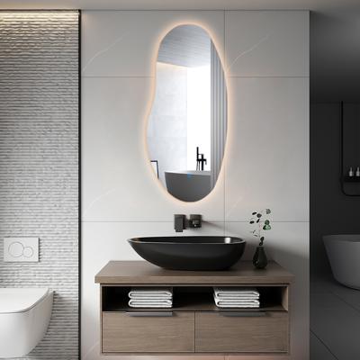 Badkamerspiegel met LED Verlichting en Verwarming 45x100cm - Afimera Aura - Randloos - Wandspiegel Organische Vorm - Touch Bediening - Dimbaar - Aanpasbare Lichtkleur