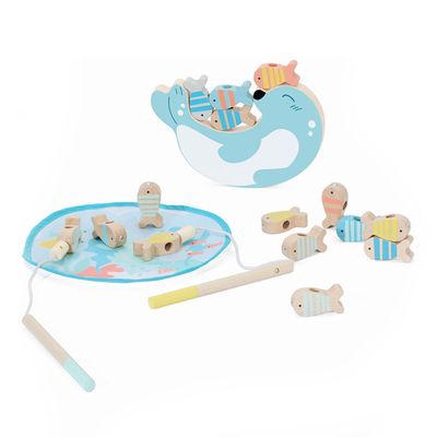Classic World world houten visspel zeehond, 24dlg.