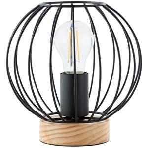 Brilliant Draad tafellampjeSorana zwart met hout - 93044/76