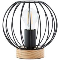 Brilliant Draad tafellampjeSorana zwart met hout - 93044/76