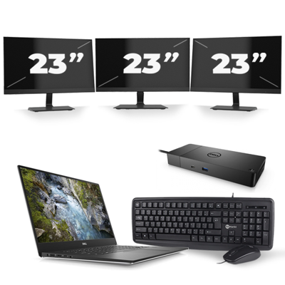 Dell Precision 5540 - Intel Core i7-9e Generatie - 15 inch - 16GB RAM - 256GB SSD - Windows 11 + 3x 23 inch Monitor