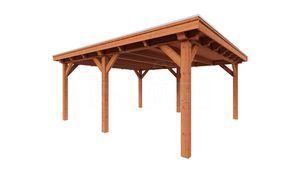 Trendhout Overkapping Toscane 545x545 cm- Plat dak- Onbehandeld lariks Douglas hout- Trendhout