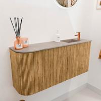 Toiletmeubel Mondiaz Joya Dlux | 91.6 cm | Meubelkleur Oak | Faye wastafel Saba Wasbak Rechts | 1 kraangat