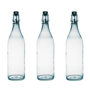 12x Ronde beugelflessen/weckflessen transparant 1 liter