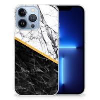 Apple iPhone 13 Pro | TPU | Siliconen hoesje | Marmer Wit Zwart - Origineel Cadeau Man