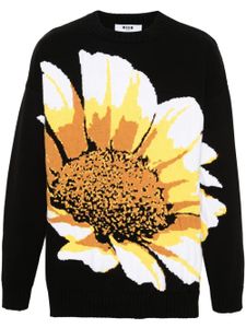 MSGM pull à fleurs en maille intarsia - Noir