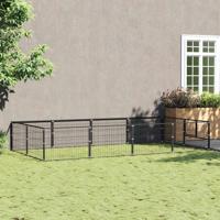 VidaXL Hondenkennel 8 m² staal zwart