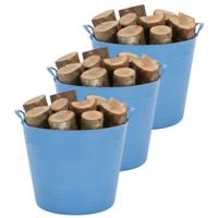 Excellent houseware Flexibele kuip / emmer - 3x - blauw - 27 liter - kunststof - 42 x 35 cm