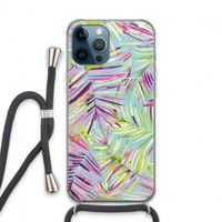 Tropical Palms Blue: iPhone 13 Pro Max Transparant Hoesje met koord