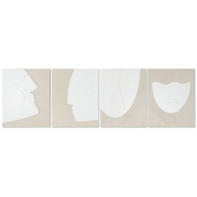 Schilderij Home ESPRIT Wit Beige Abstract Scandinavisch 40 x 3 x 50 cm (4 Stuks)