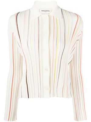 Sonia Rykiel cardigan en maille à rayures - Blanc