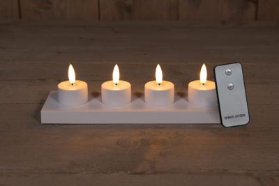 Set 4 St 3D Wick Inductive Rechargeable White Tealight - Annas collection