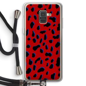 Red Leopard: Samsung Galaxy A8 (2018) Transparant Hoesje met koord