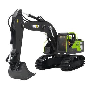 Huina 1/18 Graafmachine 2.4Ghz 13ch met gegoten graafbak - Groen/Zwart