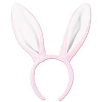 Bunny oren diadeem - roze.wit - volwassenen - haarband - konijn