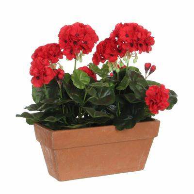 Mica Decorations Kunstplant - geranium - rood - balkon - L29 x B13 x H40 cm Mica Decorations Kunstplant - geranium - rood - balkon - L29 x B13 x H40 cm