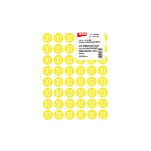 Agipa Kortinglabel -30%, geel, pak van 192 stuks, verwijderbaar