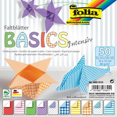 Folia vouwpapier Basic Intensive, ft 15 x 15 cm, pak van 50 vel
