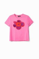 T-shirt met bloemenillustratie - RED - XS