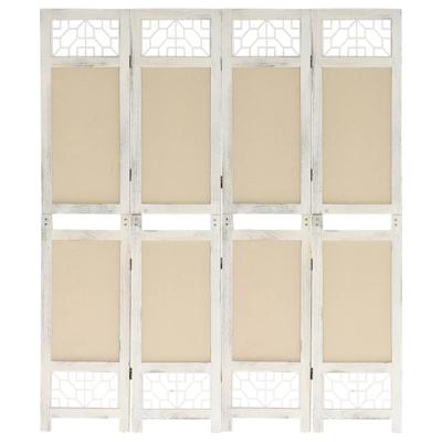 Kamerscherm met 4 panelen 140x165 cm stof crèmekleurig