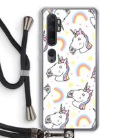 Rainbow Unicorn: Xiaomi Mi Note 10 Pro Transparant Hoesje met koord
