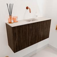 Toiletmeubel Mondiaz Joya Dlux | 80 cm | Meubelkleur Walnut | Faye wastafel Nata Wasbak Midden | Zonder kraangat(en)