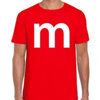 Letter M verkleed Carnaval t-shirt - rood - voor heren - M en M carnavalskleding - groepjes