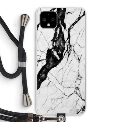 Witte marmer 2: Pixel 4 XL Transparant Hoesje met koord
