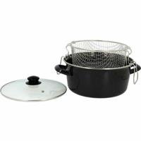Koekenpan met mandje TheKitchenette 3645580 Zwart Kristal Staal Bakeliet Geëmailleerd Staal